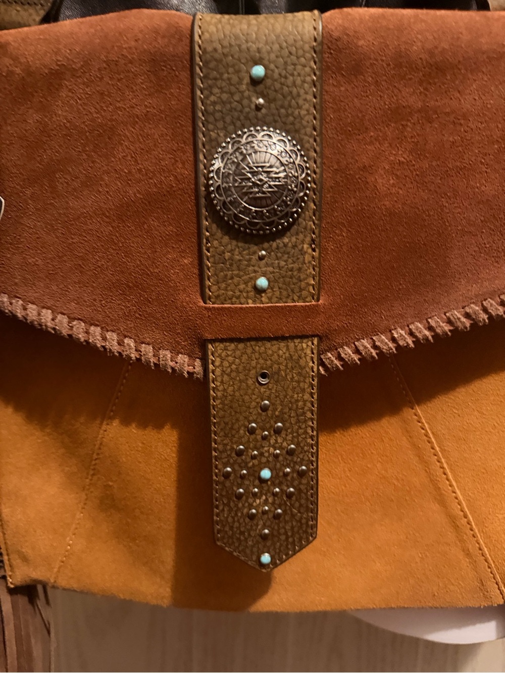 NWT RH Genuine Leather Two-Tone Suede Fringe Crossbody Bag conceal carry - Picture 10 of 11